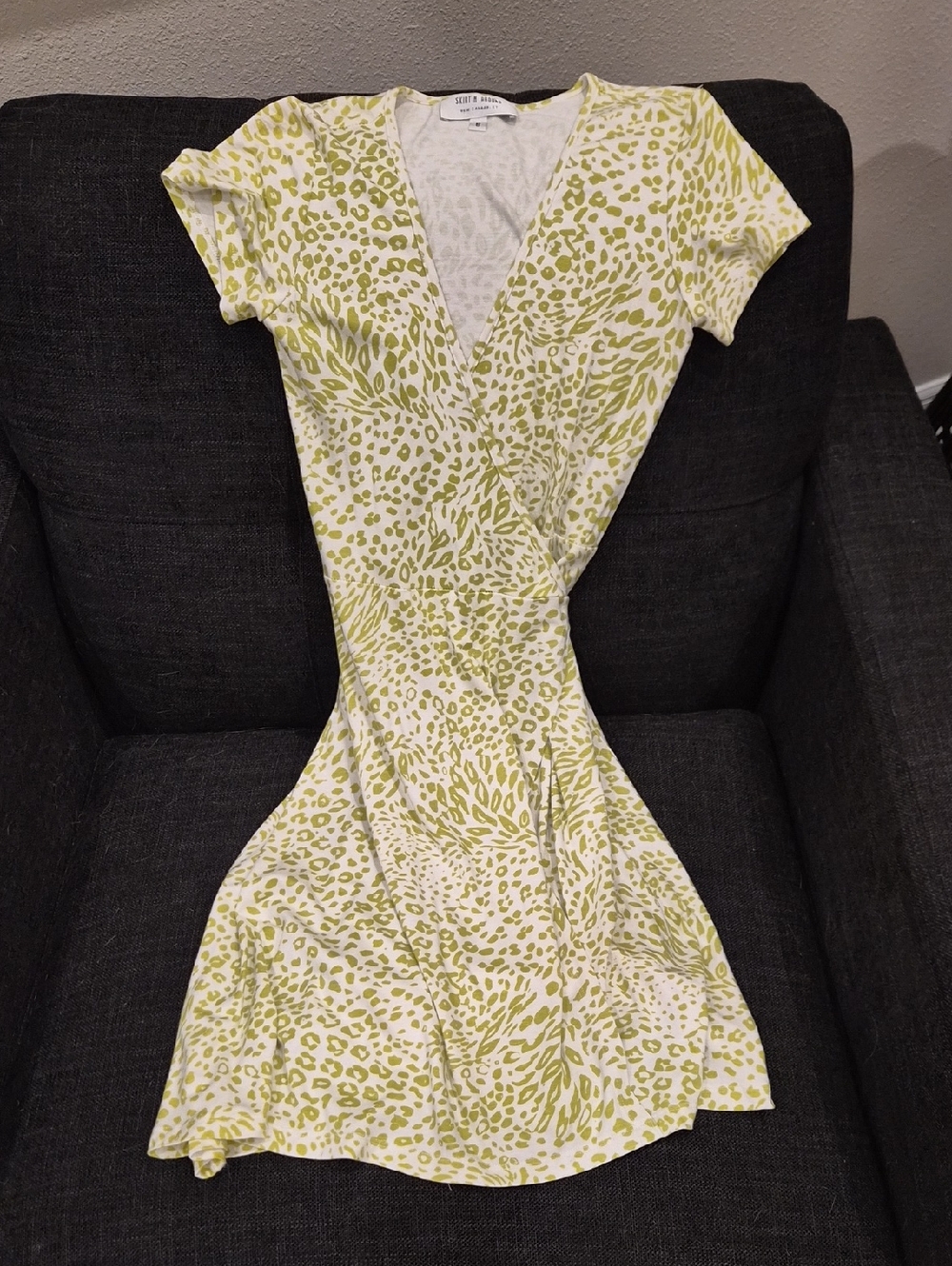 Skirtin Around Light Green and White Animal-Print Mini Dress